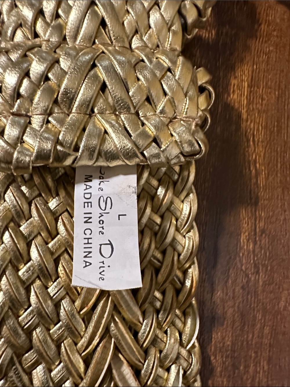 Woven Metallic Gold Women's Belt - Statement Waist Accessory Large - Picture 6 of 7